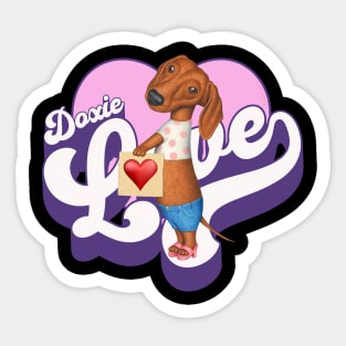 Cute Dachshund Love on a tee with Doxie Dog Love Sticker